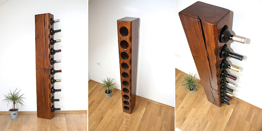 Rustic solid wood wine rack for 10 bottles...SOLD